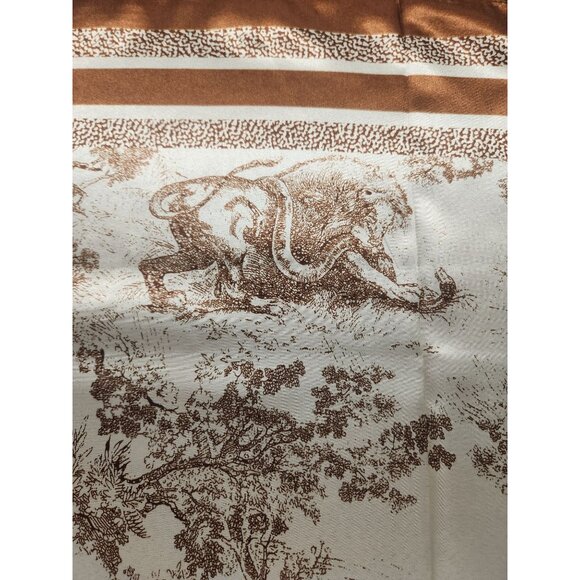 Scarf Brown & Beige Animal Wildlife Print Luxury Large 35" Square Accessory - Picture 13 of 15